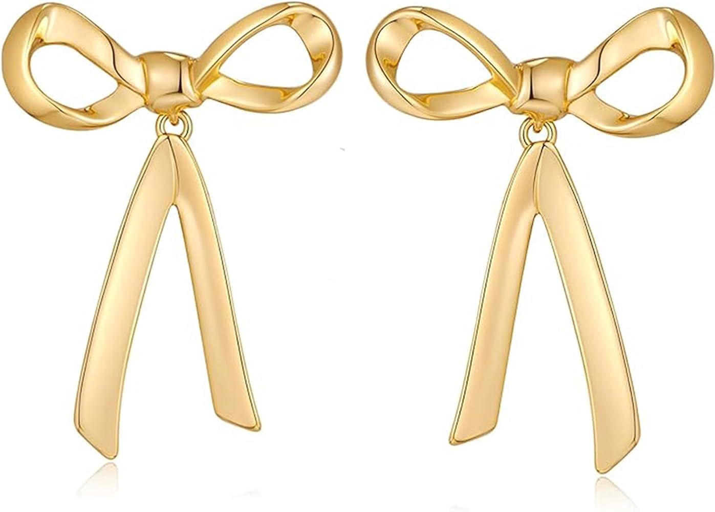 Gold Bow Earrings Silver 925 Sterling Silver Post Bow Stud Earrings Gold Dangle Bow Earrings Gold... | Amazon (US)