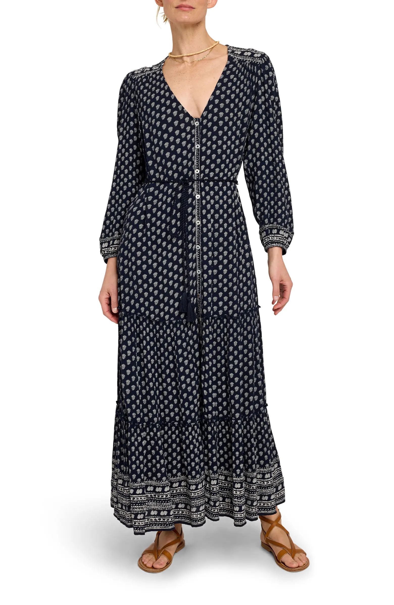 Orinda Belted Long Sleeve Button Front Maxi Dress | Nordstrom