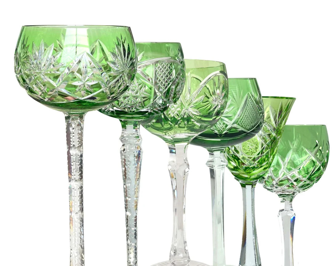 Green Crystal Wine Glass (1) | Val Saint Lambert, Saint Louis, Klokotschnik | Etsy (US)
