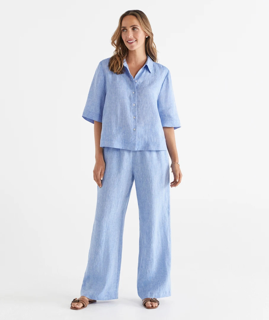 Linen Tie Front Wide Leg Pant | Sussan