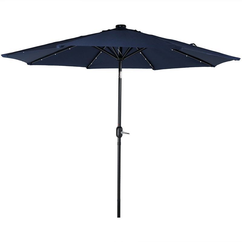 Sunnydaze Outdoor Aluminum Pool Patio Umbrella with Solar LED Lights, Tilt, and Crank - 9' | Target