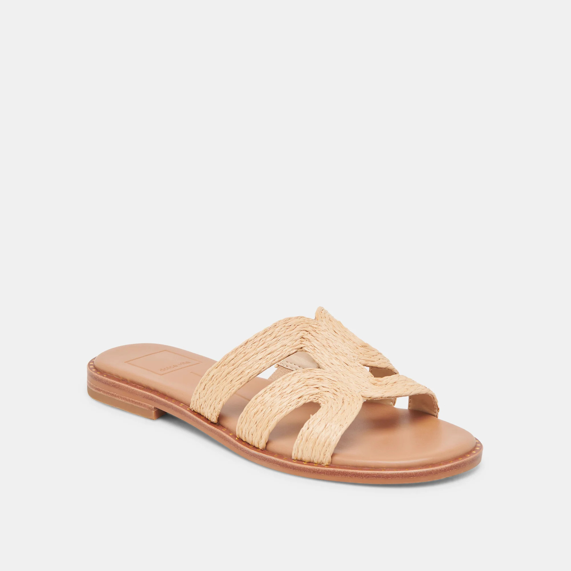 Emon Wide Sandals Lt Natural Raffia | DolceVita.com