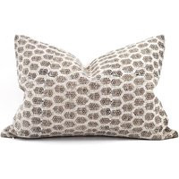 Designer Pillow, Lumbar Sizes White Small Flower Batik Block Printed Linen Pillow | Etsy (US)