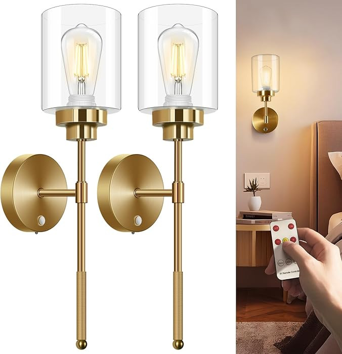 slochi Battery Operated Wall Sconce Set of 2, Wireless 5200mAh Rechargeable Wall Lights with Remo... | Amazon (UK)