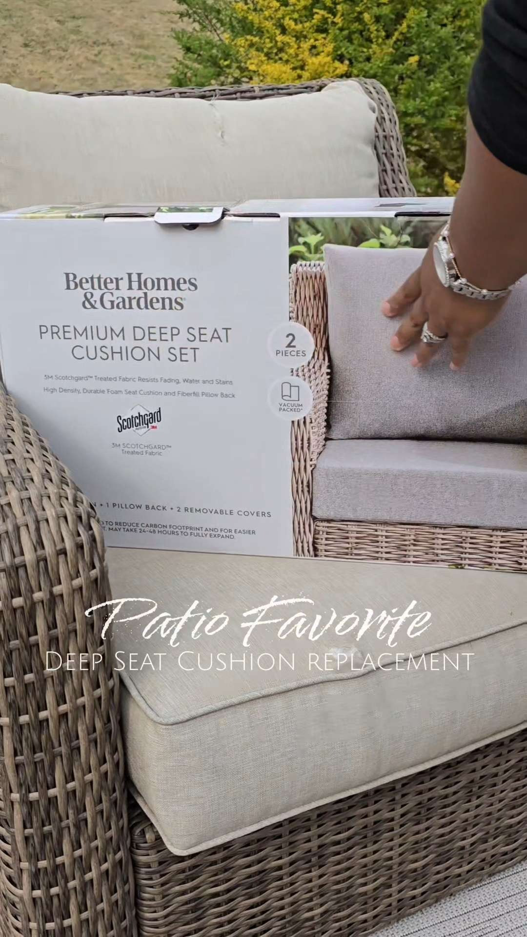 Deep Seat Replacement Cushions from Better Homes & Gardens. I love BHG quality. I linked one from the brand Arden too. I can't vouch for the Arden quality but the reviews are good!  

 #LTKSpringSale #LTKHome #LTKSaleAlert