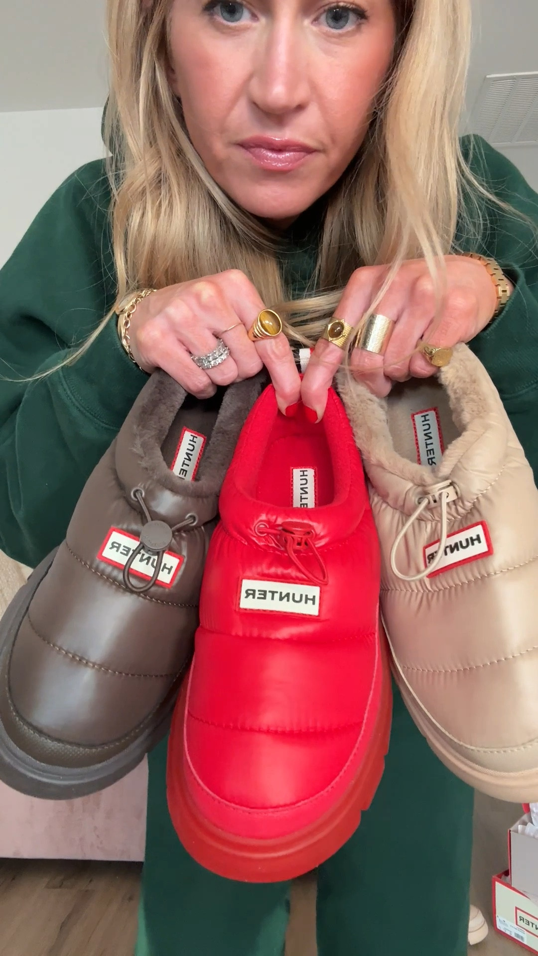 A look at my fav colors in the Hunter mules. 
The red color runs a FULL size small! 
Other shades I ordered my true size  

#LTKGiftGuide #LTKSeasonal #LTKHoliday