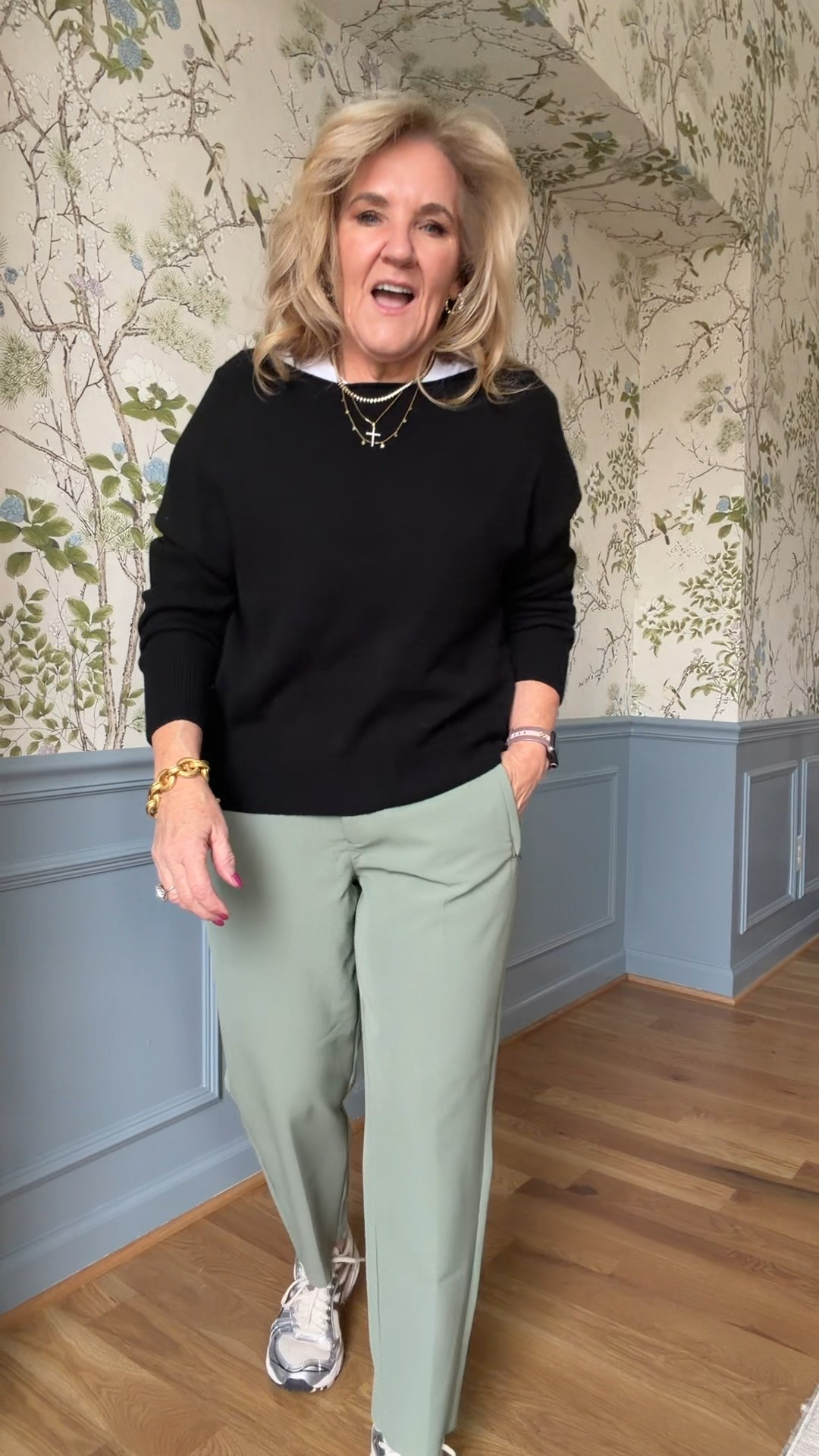 Endless pants are a crowd favorite not just for travel but for every day come in lots of different colors. This is the new color cacti. I’m wearing a size 8 petite.
Quince boat, neck, cashmere sweater, size medium
I love the new white tea from Athleta with the perfect crewneck
My jewelry are some classic pieces that I wear daily plus the tennis necklace. This would be a great piece to bring on vacation and to wear every day.
These sneakers are a bit more sporty and I also love the Ecco white tennis shoe. It just depends on the look you want and if you need something more athletic than these are the ones for you

#LTKTravel #LTKOver40 #LTKPetite