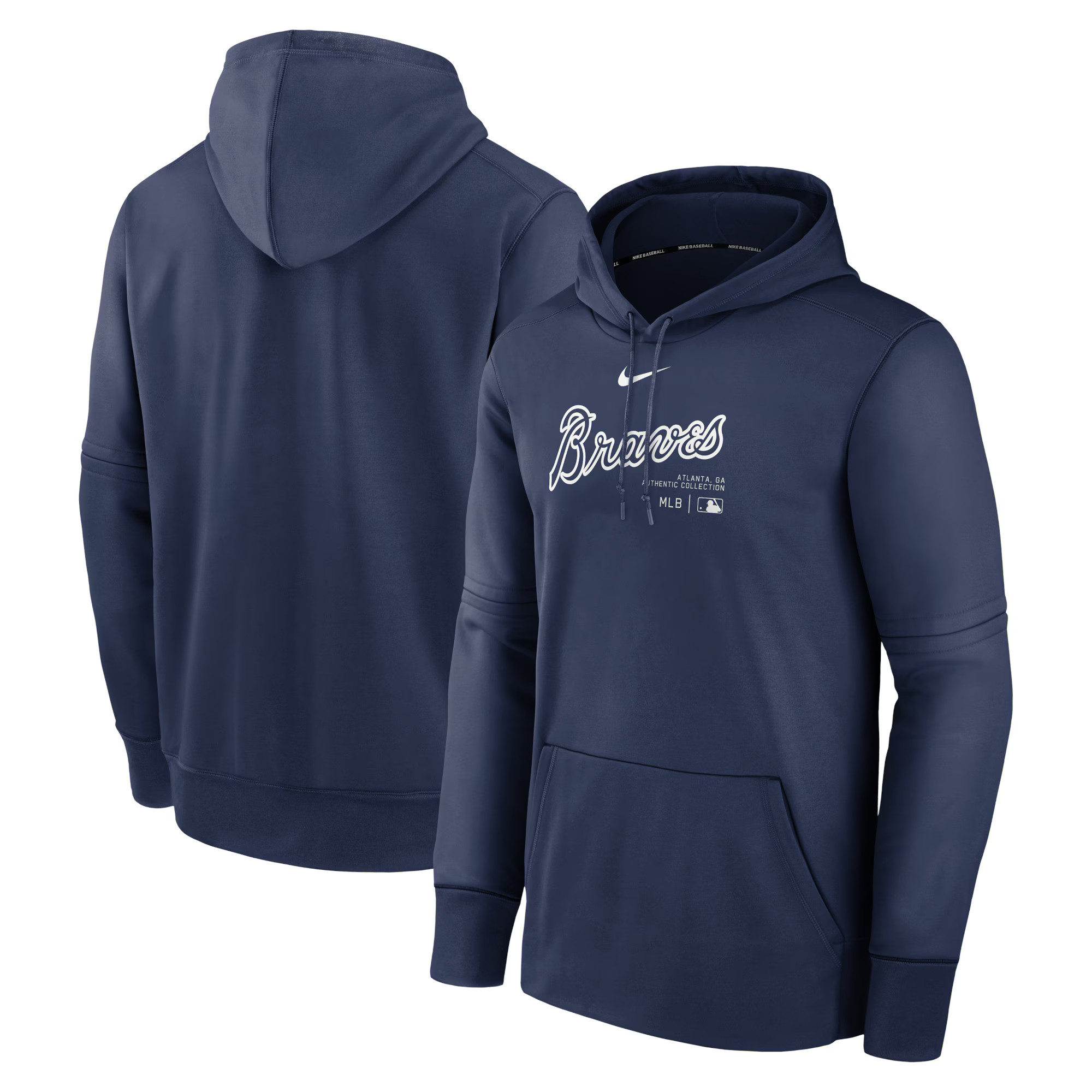 Atlanta Braves Nike Authentic Collection Practice Performance Pullover Hoodie - Navy | Fanatics