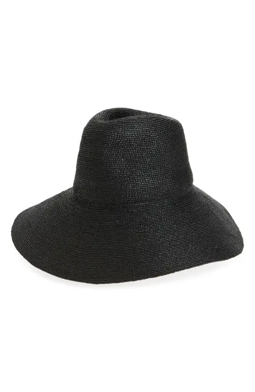 Janessa Leoné Collette Straw Sun Hat in Black at Nordstrom, Size Large | Nordstrom