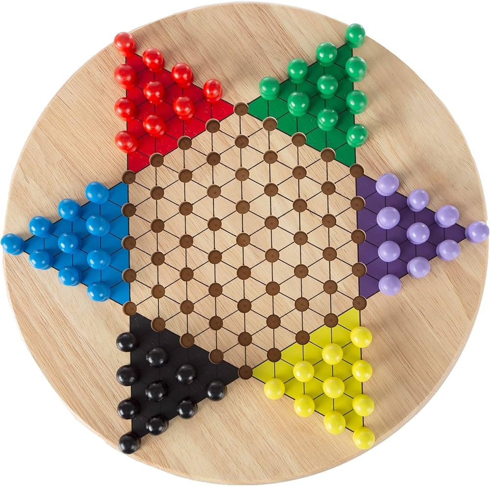 Chinese Checkers Game Set with 11 inch Wooden Board and Traditional Pegs, Game for Adults, Boys a... | Amazon (US)