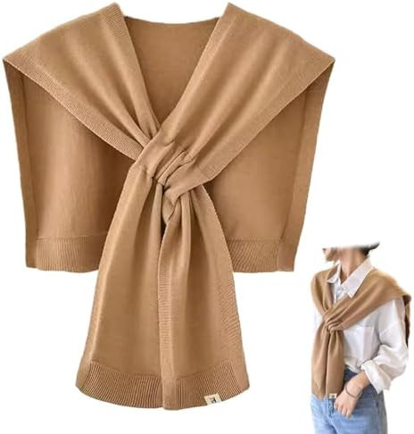 Women's Fashion Knitted Shawl - Khaki Sweater Shawl for Air-Conditioned Rooms | Amazon (US)