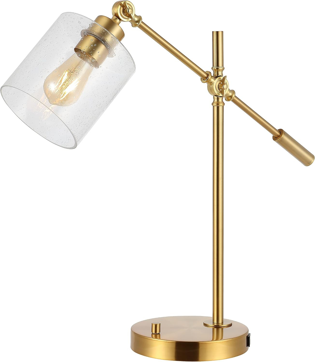 JONATHAN Y Kathryn 23" Metal Seeded Glass Modern Task Lamp, Brass Gold | Industrial Adjustable He... | Amazon (US)
