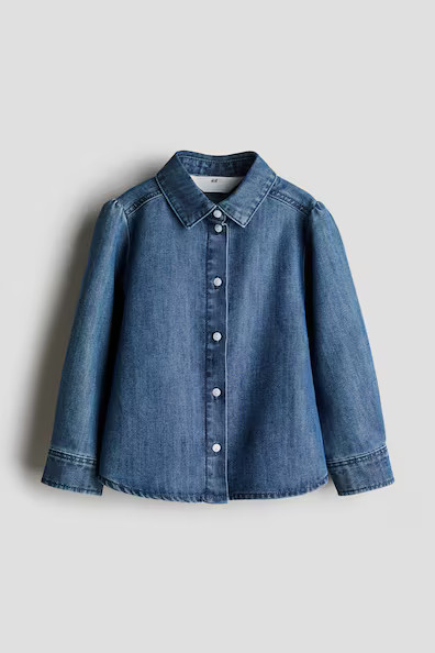 H & M - Denimbluse mit Puffärmeln - Blau - Kinder | H&M (DE, AT, CH, NL, FI)