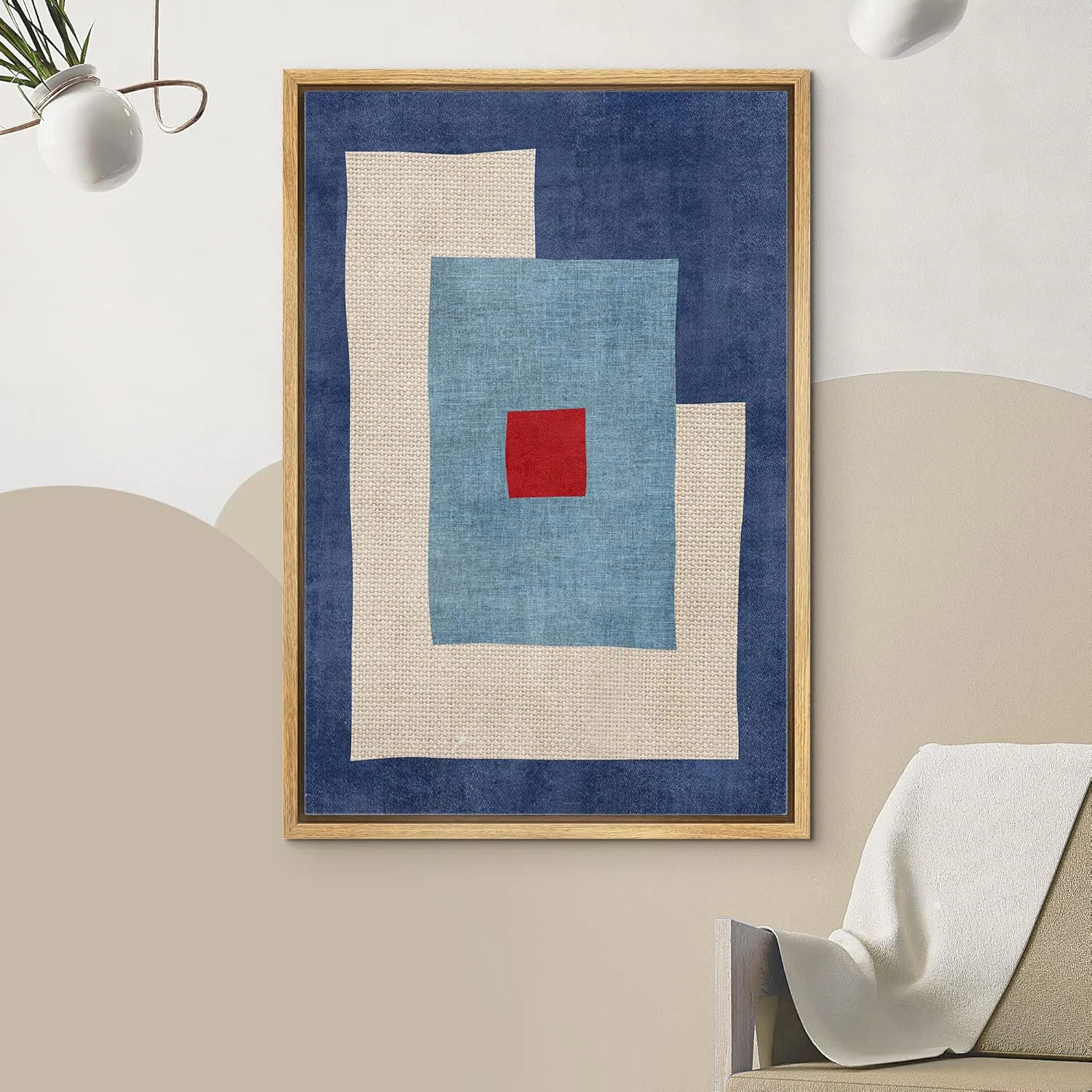 IDEA4WALL Abstract Vibrant Color Blocks Mid-Century Blue Blocks Abstract Geometric Illustrations ... | Wayfair North America