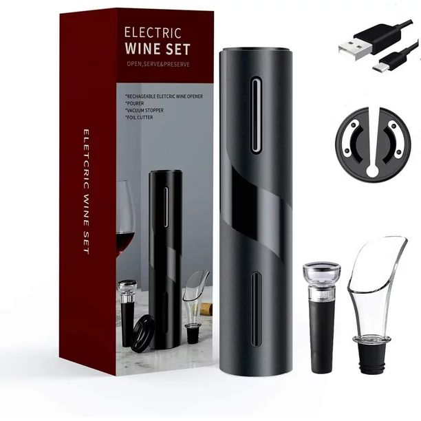 Electric Wine Opener, Rechargeable Automatic Corkscrew Cordless Wine Bottle Opener Set with Foil ... | Walmart (US)