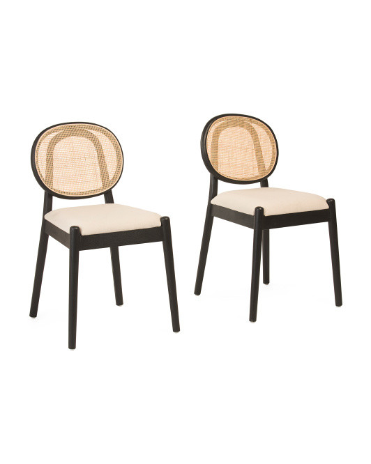 Set Of 2 Amelie Rattan Dining Chairs With Cushion | Marshalls