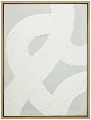 ArtbyHannah Textured Framed Wall Art, Neutral Paintings Hand-painted 3D White Wall Decor with Min... | Amazon (US)
