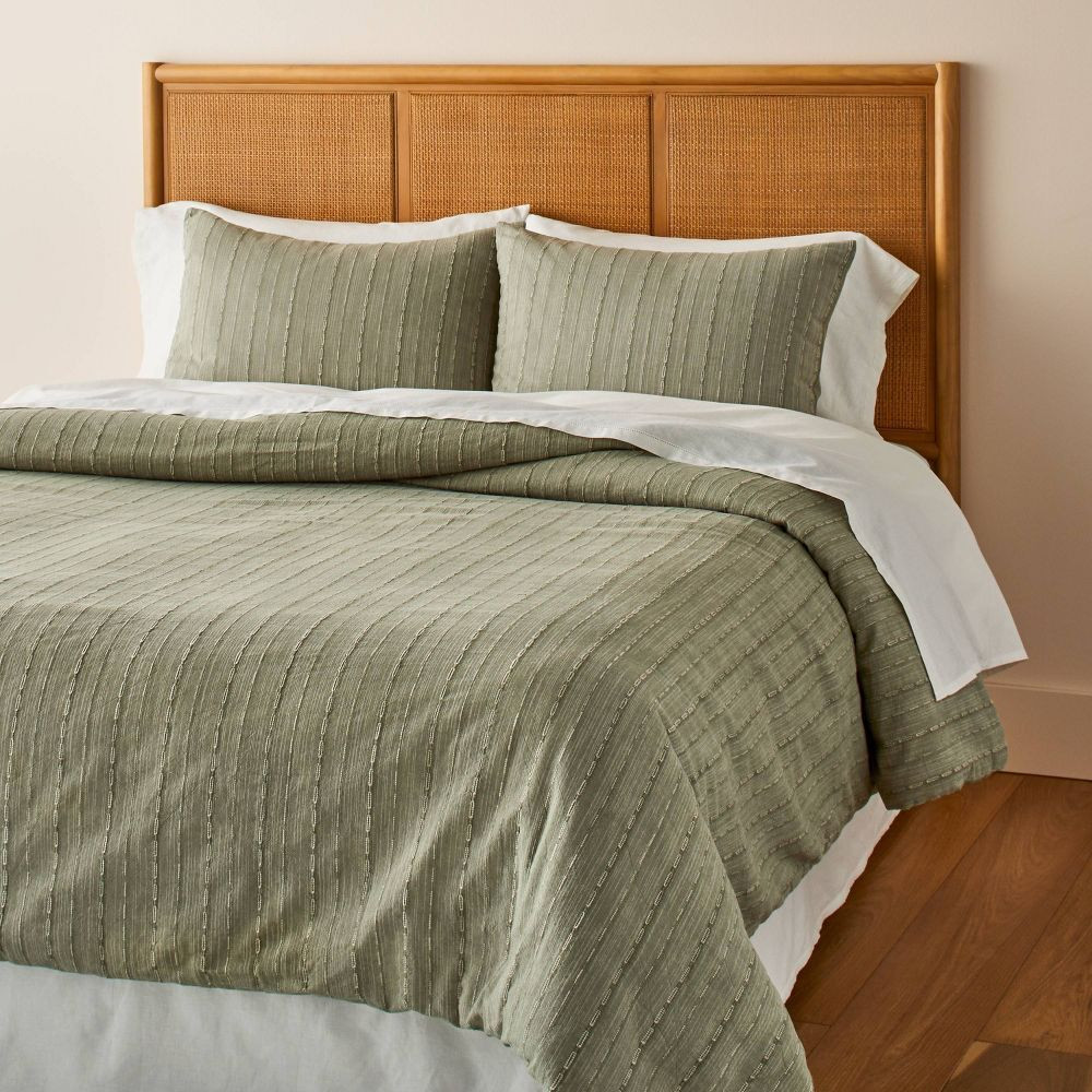 3pc King Washed Loop Stripe Duvet Cover Bedding Set Sage Green -  | eBay | eBay US