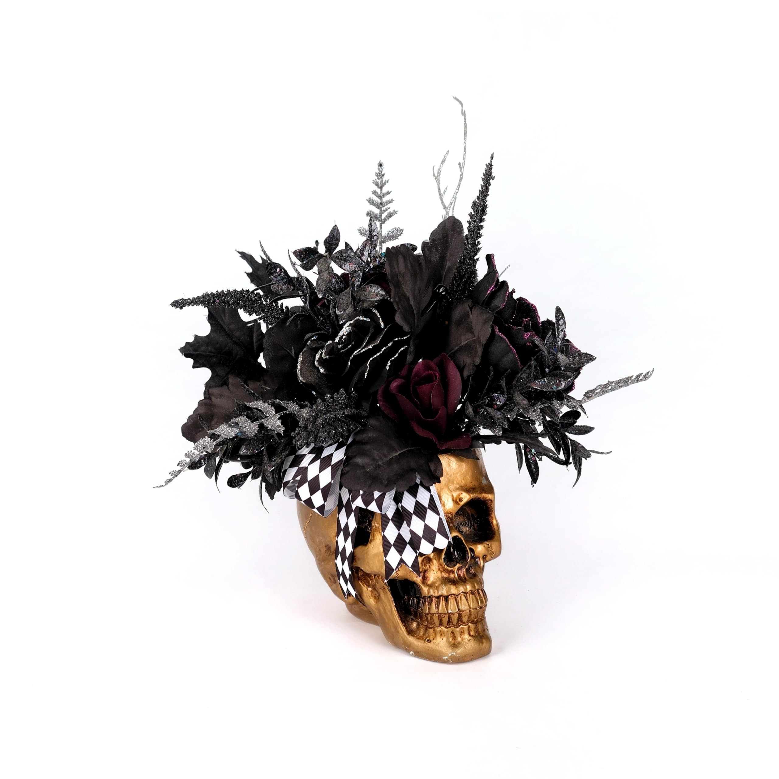 Halloween Decor, Gold Resin Skull Planter with Faux Plants Halloween Skull Decor for Home Coffee ... | Amazon (US)