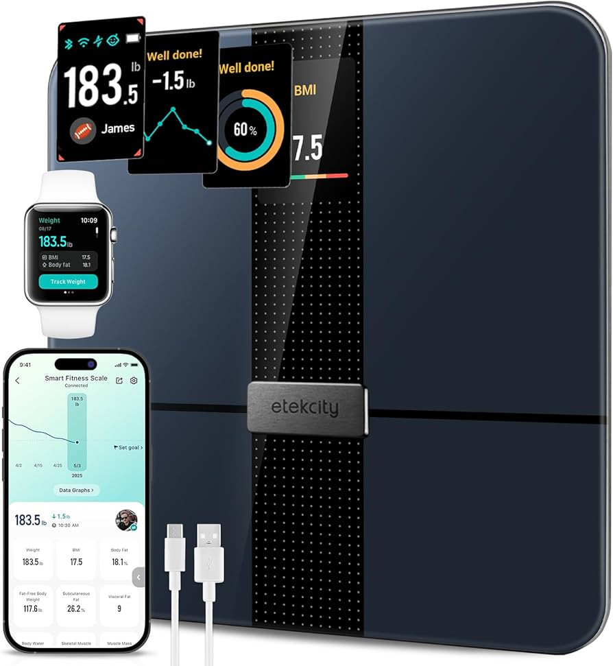 Etekcity Smart Scale for Body Weight Fat, Digital Bathroom Weighing Machine for Accurate BMI Musc... | Amazon (US)