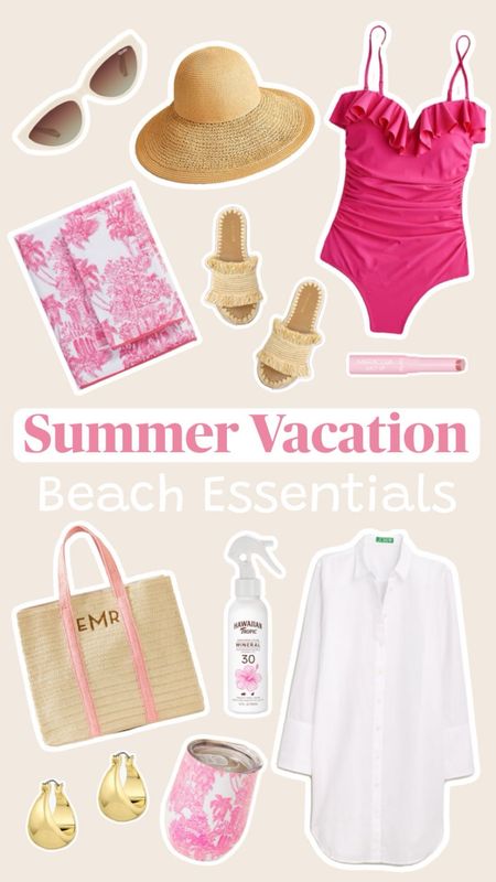 Beach Vacation Outfit and Essentials #swimsuit #beachtowel #beachvacation #mineralsunscreen #beachcoverup #beachshirt #beachbag #sunglasses #sandals #lillypulitzer #jcrew #vacationoutfit

#LTKSeasonal #LTKstyletip #LTKswim