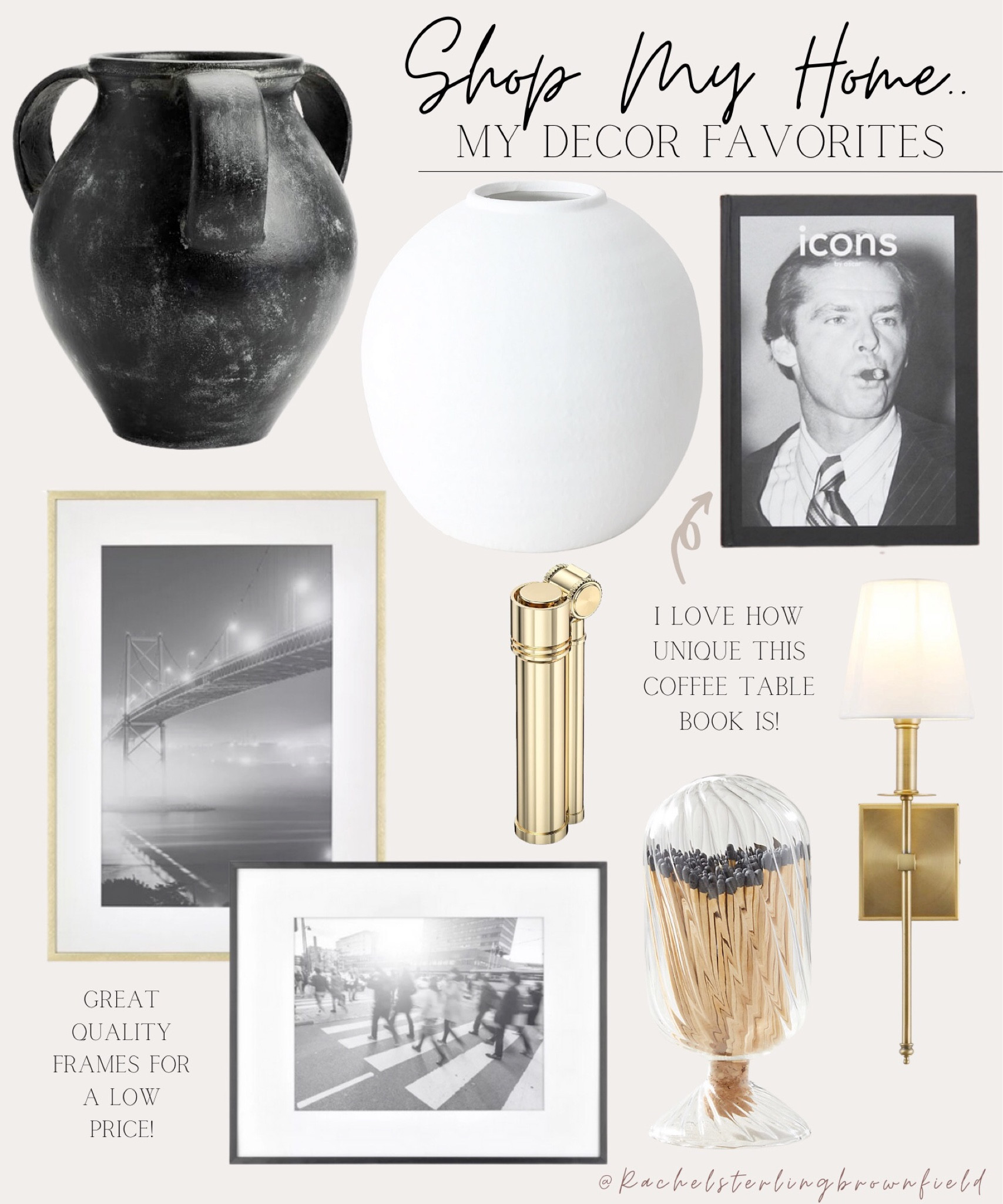 Home decor. Black vase. White vase. Black picture frame. Gold picture frame. Affordable picture frame. Coffee table books. Gold wall sconce. Gold lighter. Candle accessories. Match cloche.

Follow my shop @rachelsterlingbrownfield on the @shop.LTK app to shop this post and get my exclusive app-only content!

#liketkit 
@shop.ltk
https://liketk.it/3Fglk
