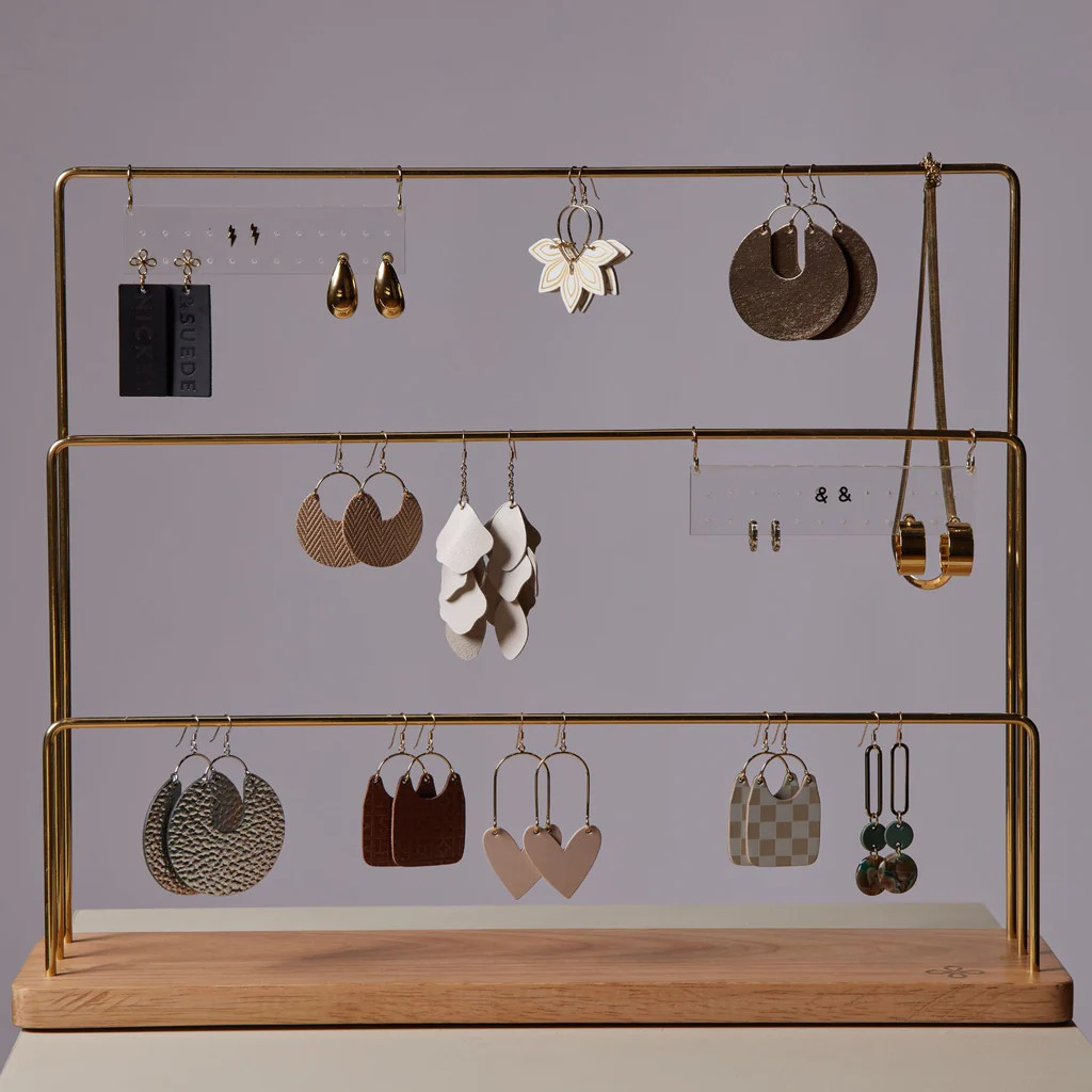 Earring Display Stand | Nickel and Suede