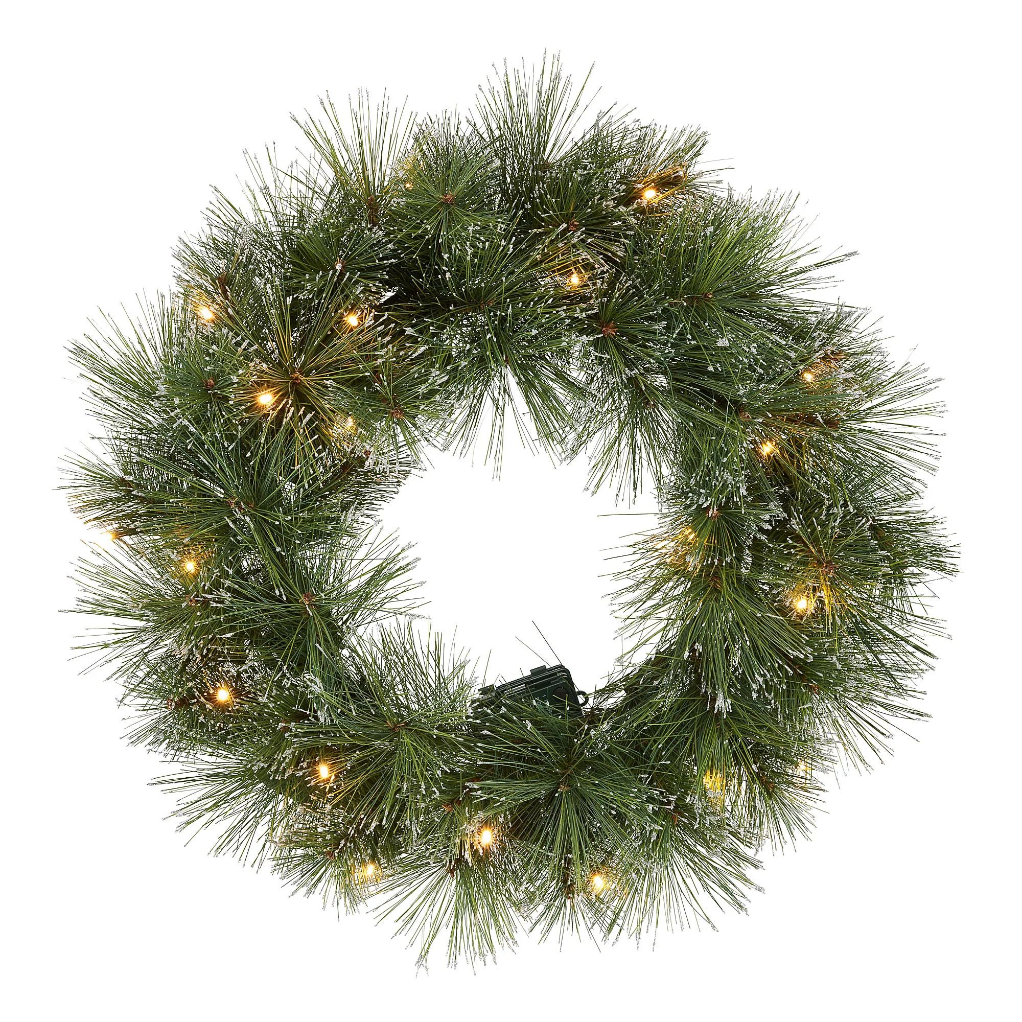 Holiday Time Prelit 20 LED Clear Lights, Bristle Glittered Wreath, 24" - Walmart.com | Walmart (US)