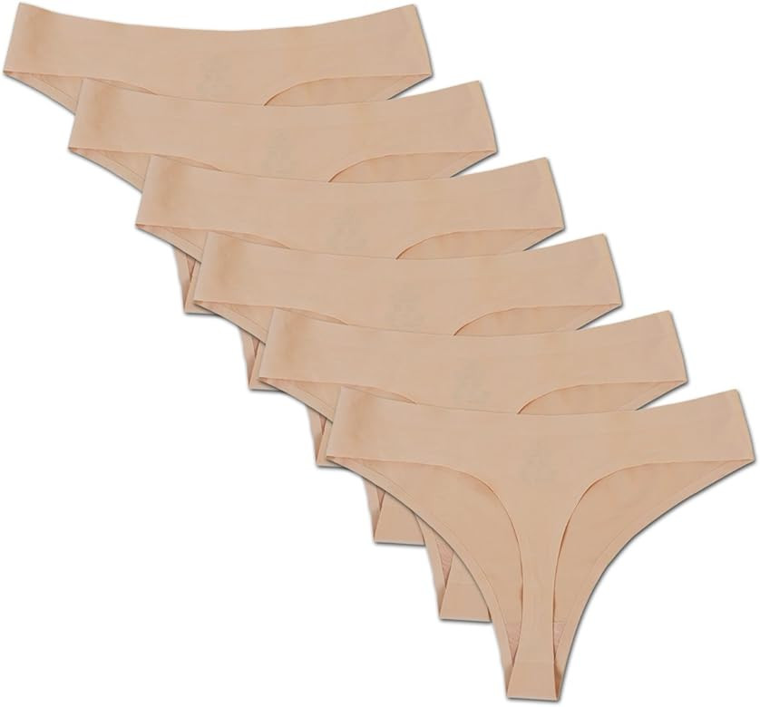 Bolivelan Pack of 6 Womens Mid-Rise Seamless Thongs Comfy Underwear G-Strings Panties | Amazon (US)