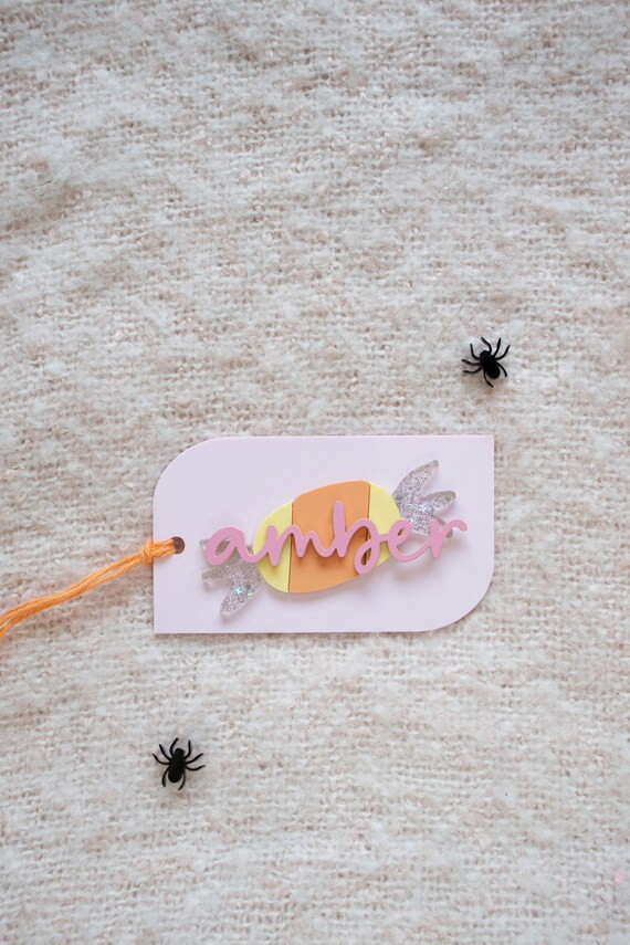Candy Halloween Fall Personalized Gift Tag Basket Tag - Etsy | Etsy (US)