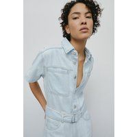 Womens Denim Short Sleeve Belted Boilersuit | Warehouse UK & IE
