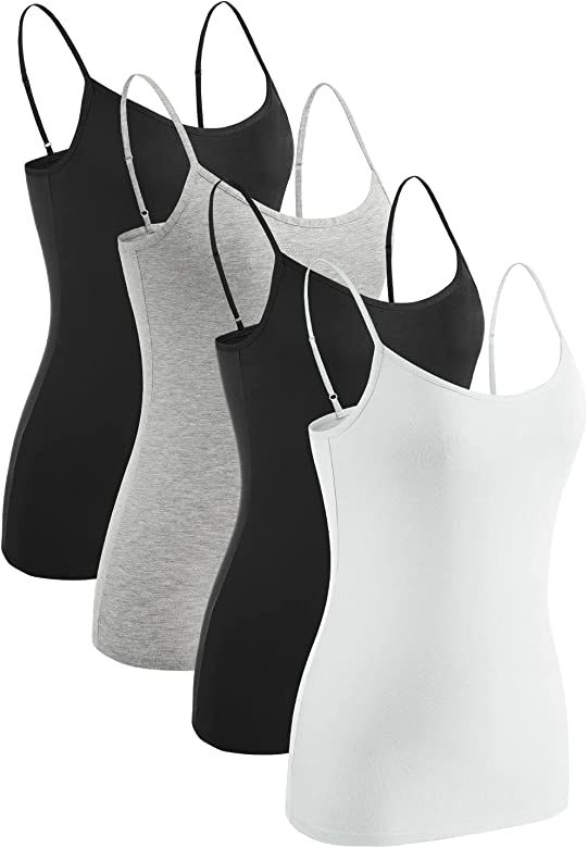 Rosyline Adjustable Camisoles Women Basic Undershirt Spaghetti Strap Tank Top 4 Pack | Amazon (US)