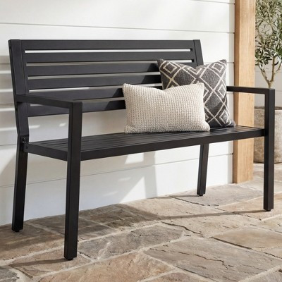 Best Choice Products Outdoor Metal Bench Patio Garden Bench, 790lb Capacity, Steel Slatted Seat with Armrests | Target