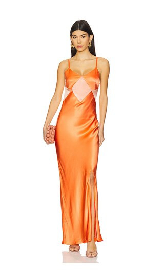 MINKPINK Orla Colour Block Midi Dress in Orange. - size M | Revolve Clothing (Global)
