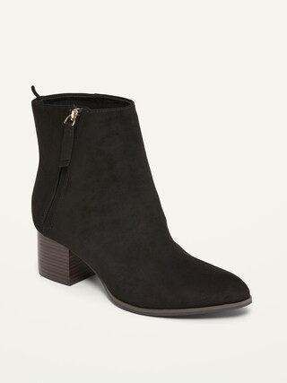 Faux-Suede Side-Zip Block-Heel Booties for Women | Old Navy (US)
