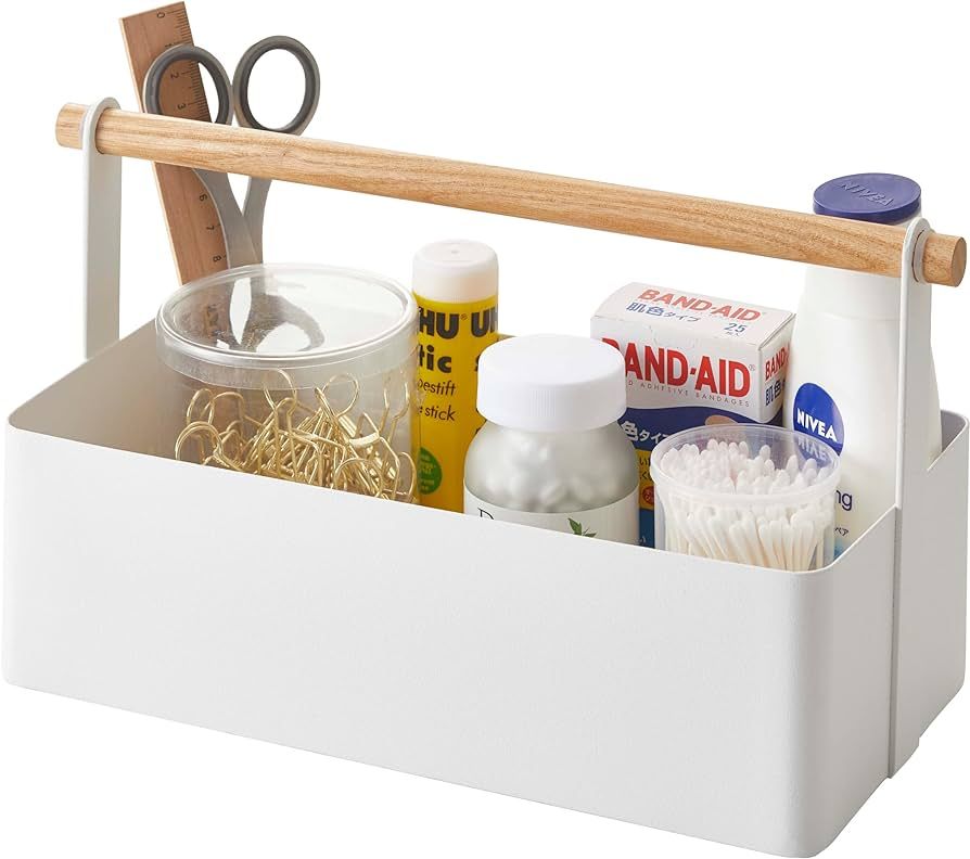 YAMAZAKI Caddy Home Storage Handle Organizer | Steel + Wood | Large | Baskets and Bins, One Size,... | Amazon (US)