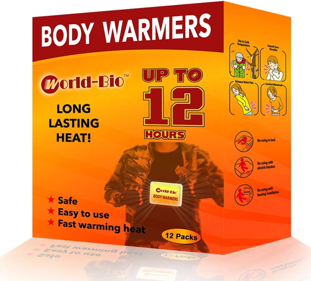 WORLD-BIO Body Warmers for Cold Weather, Heat Warmer Patch Disposable with Adhesive Backing Gives... | Amazon (US)