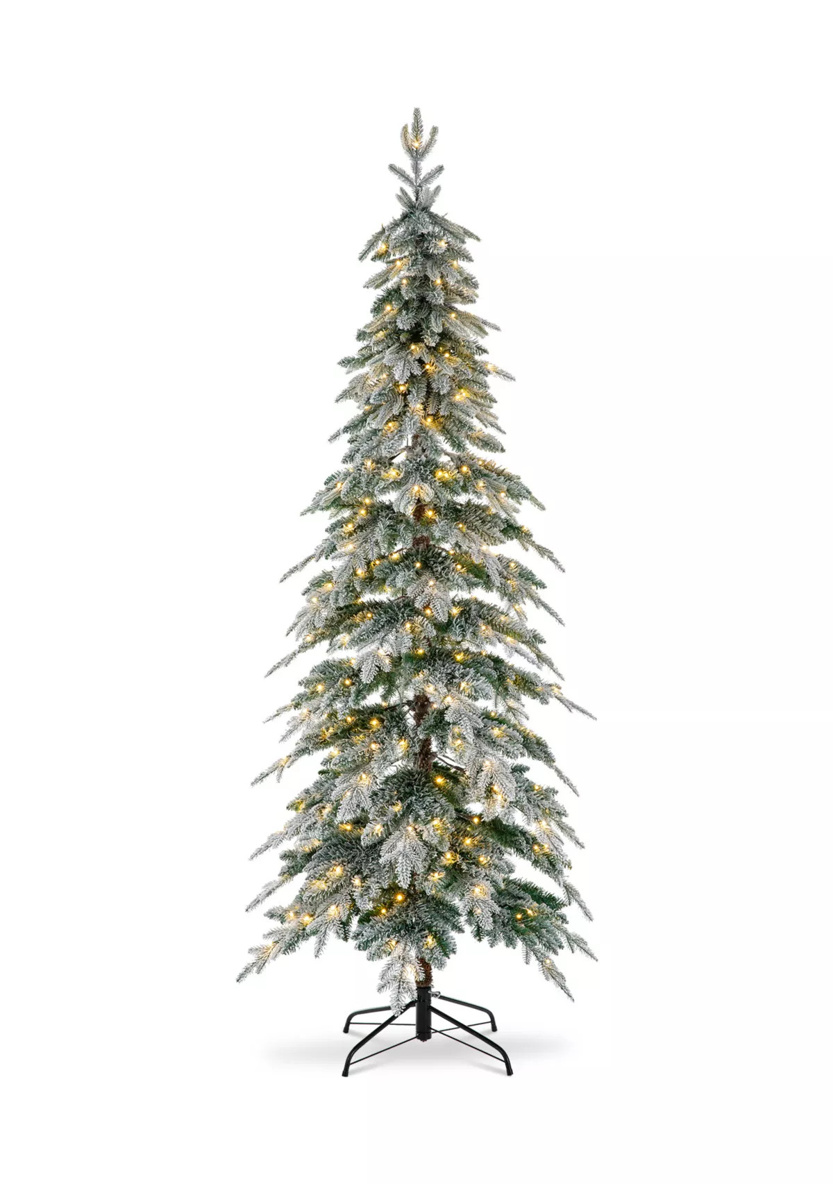 7.5 Foot Pre-Lit Flocked Pencil Spruce Artificial Christmas Tree with 350 Lights | Belk