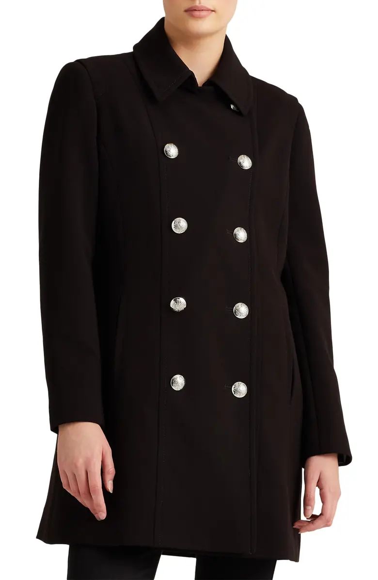 Elongated Double Breasted Crepe Peacoat | Nordstrom