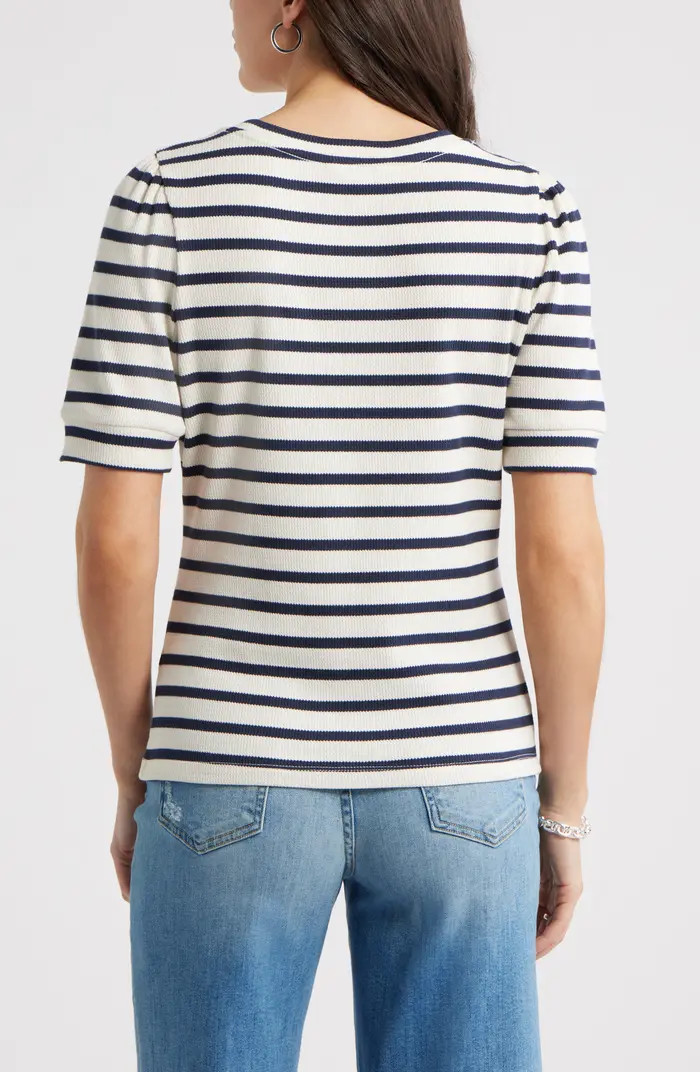 Stripe Elbow Sleeve Cotton Knit Top | Nordstrom
