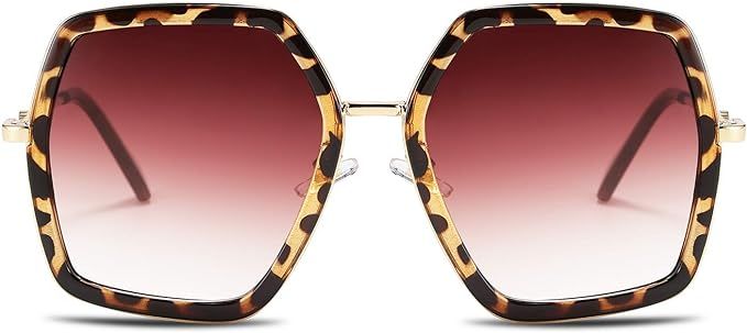 FEISEDY Women Large Hexagon Inspired Sunglasses Fashion Irregular Design Style Geometric B2503 | Amazon (US)