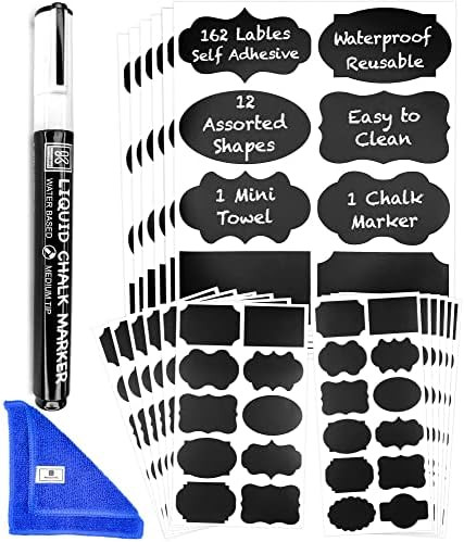 Kempshott 162 PCS Chalkboard Labels for Storage Bins with Marker & Towel - Reusable Chalk Label Stic | Amazon (US)