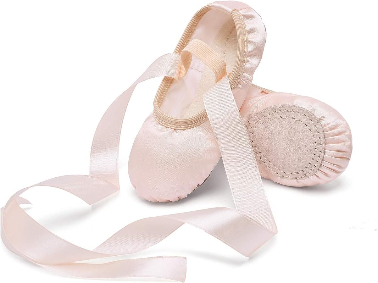 Stelle Ballet Shoes for Toddler Girls Satin/Glitter Ballet Slippers Dance Shoes(Toddler/Little/Bi... | Amazon (US)