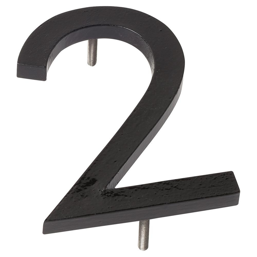 Montague Metal Products 10 in. Black Aluminum Floating or Flat Modern House Number 2 | The Home Depot