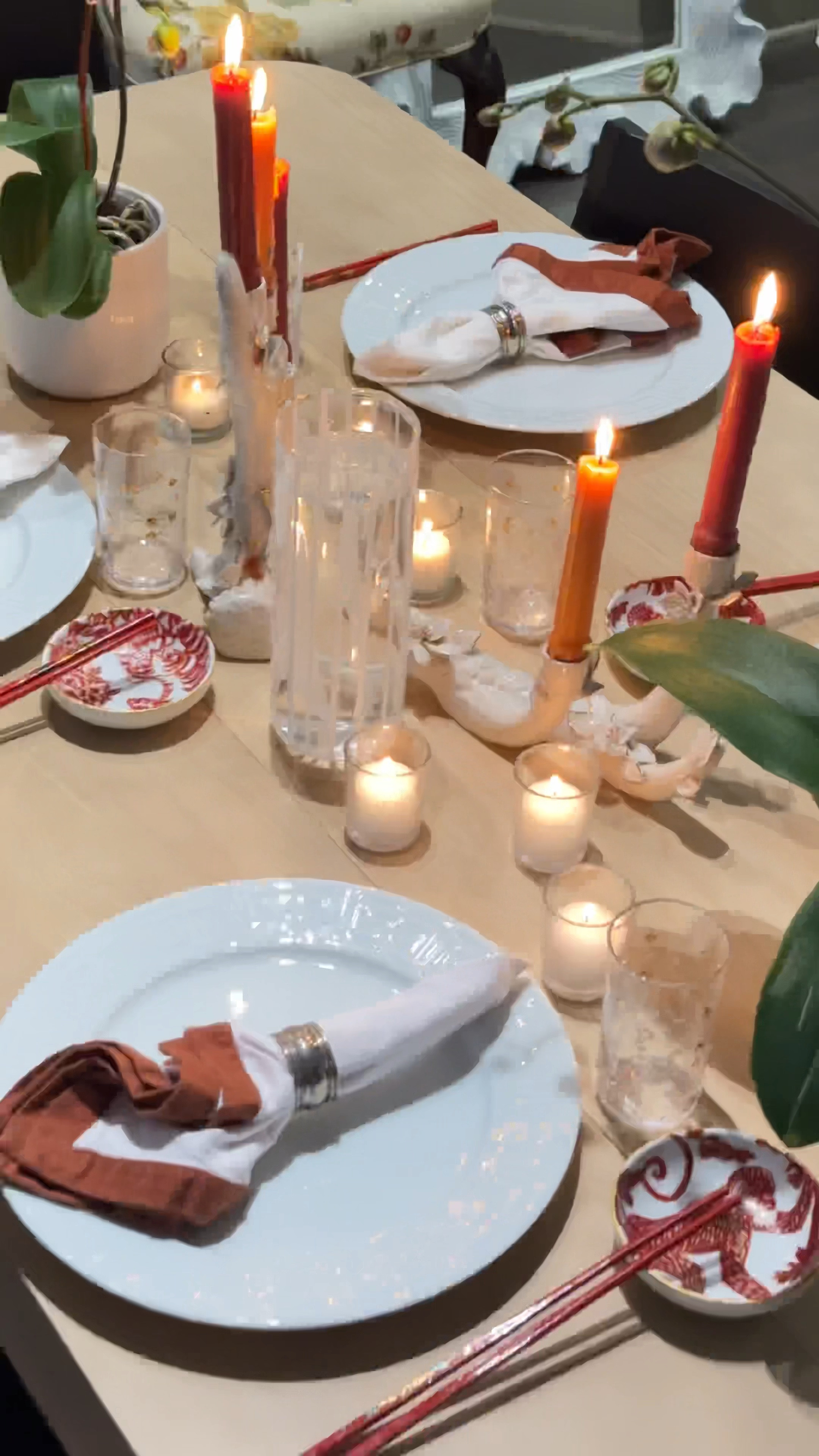 Lunar New Year table setting with my new Plank+Beam Contour modern dining table in Blonde light wood and solid wood black dining chairs

#LTKhome #LTKstyletip #LTKVideo