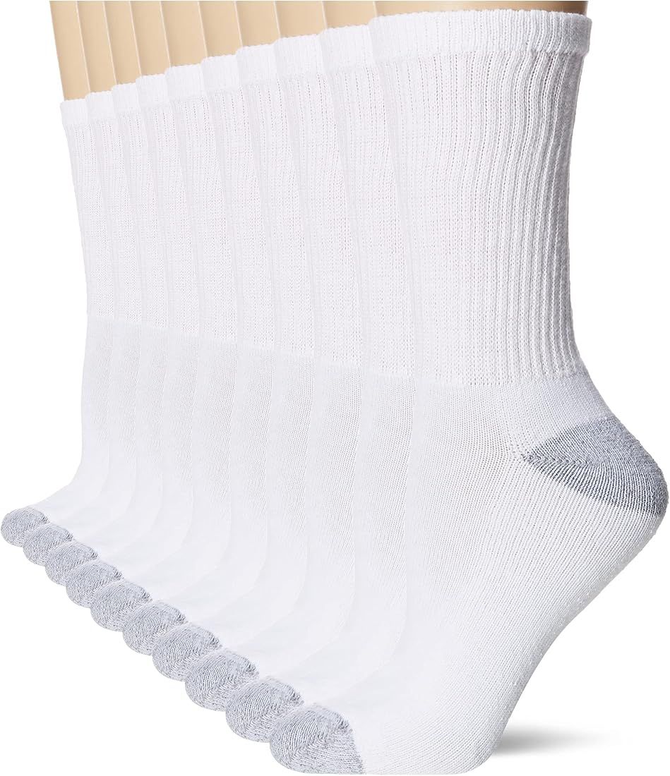 Hanes womens 10-pair Value Pack Crew fashion liner socks, White, 9-May US at Amazon Women’s Clo... | Amazon (US)