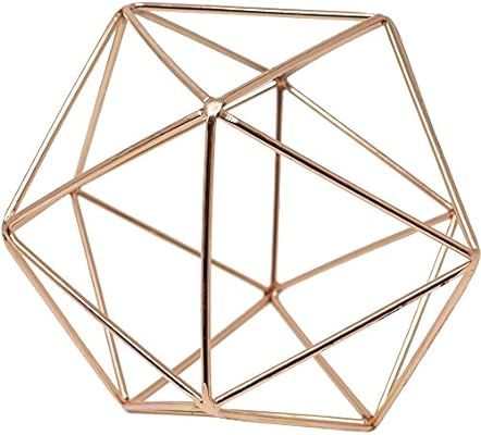 3D Geometric Himmeli Centerpiece & Hanging Ornament, Chrome Plated Metal - 6 Inch Size (Rose Gold... | Amazon (US)
