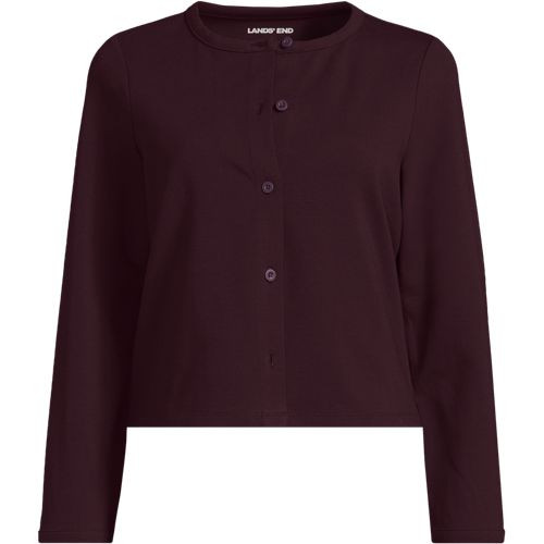 Women's Long Sleeve Starfish Cropped Crew Neck Cardigan - Lands' End - Red - S | Lands' End (US)