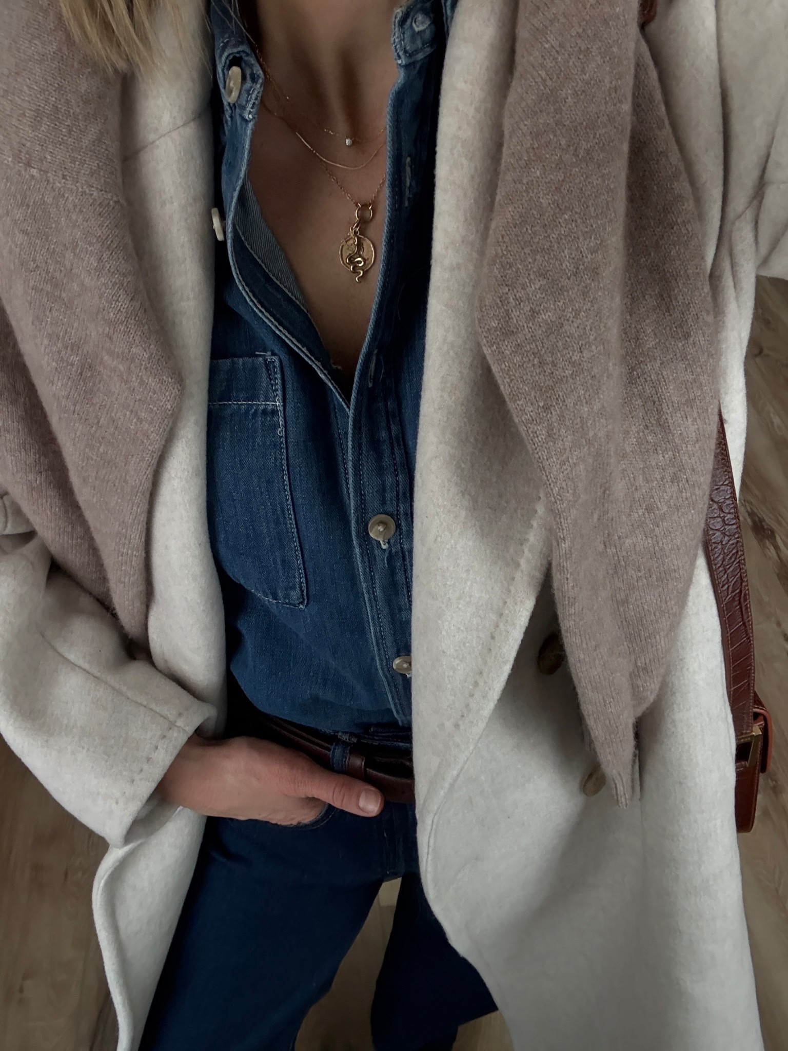 Wearing 25 jeans (code: DJXLAW20), small denim shirt, small sweater, XS coat, small belt, boots tts

#LTKgrwm #LTKootd #LTKOver40