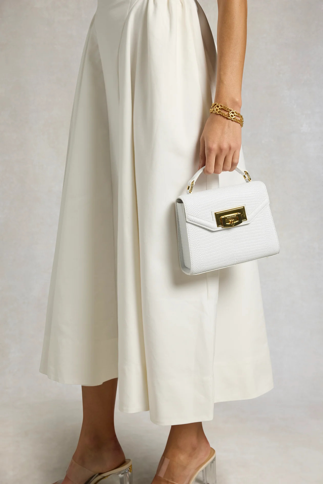 Mini Cheltenham Bag (White Lizard) | Holland Cooper